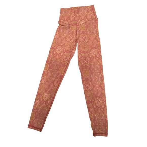 aerie Pants - Aerie Chill Play Move High Waisted Paisley Floral Leggings Pink Orange Small